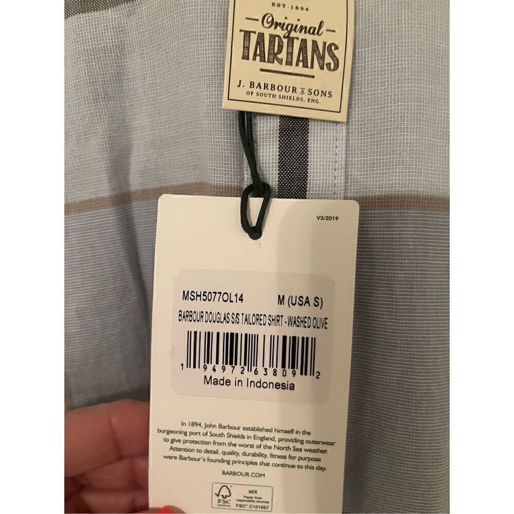 Barbour Douglas Tailored Short-Sleeved Shirt Olive NEW - Picture 7 of 9